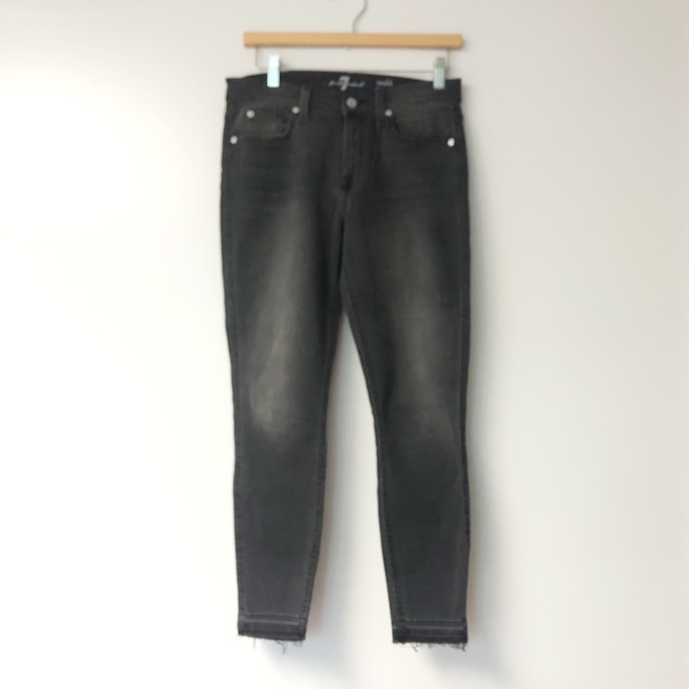 7 for all mankind black ankle Gwenevere raw edge jeans 30